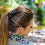 blonde woman wearing comfy combs side view